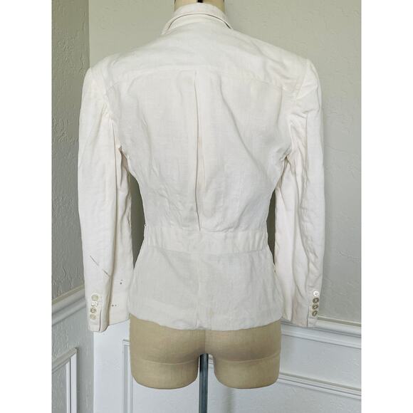 Vintage Ralph Lauren Cream Linen Blazer Size 4 - Picture 5 of 10